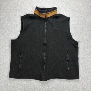 Woolrich Wool Full Zip Vest Mens XL Gray Aztec Trim Made in USA Gorpcore Outdoor